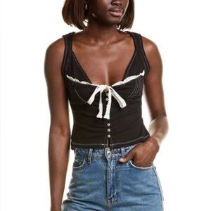 Free People Black & White Bow Tank